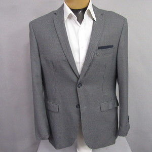 Polo Club Mens Unstructured Sport Coat 42R Gray‎ Houndstooth Double Vent